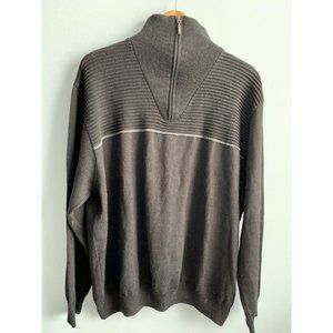 Montechiaro Sweater Wool Blend Mens XL Black Gray Italy Classic Knit 1/4 Zip